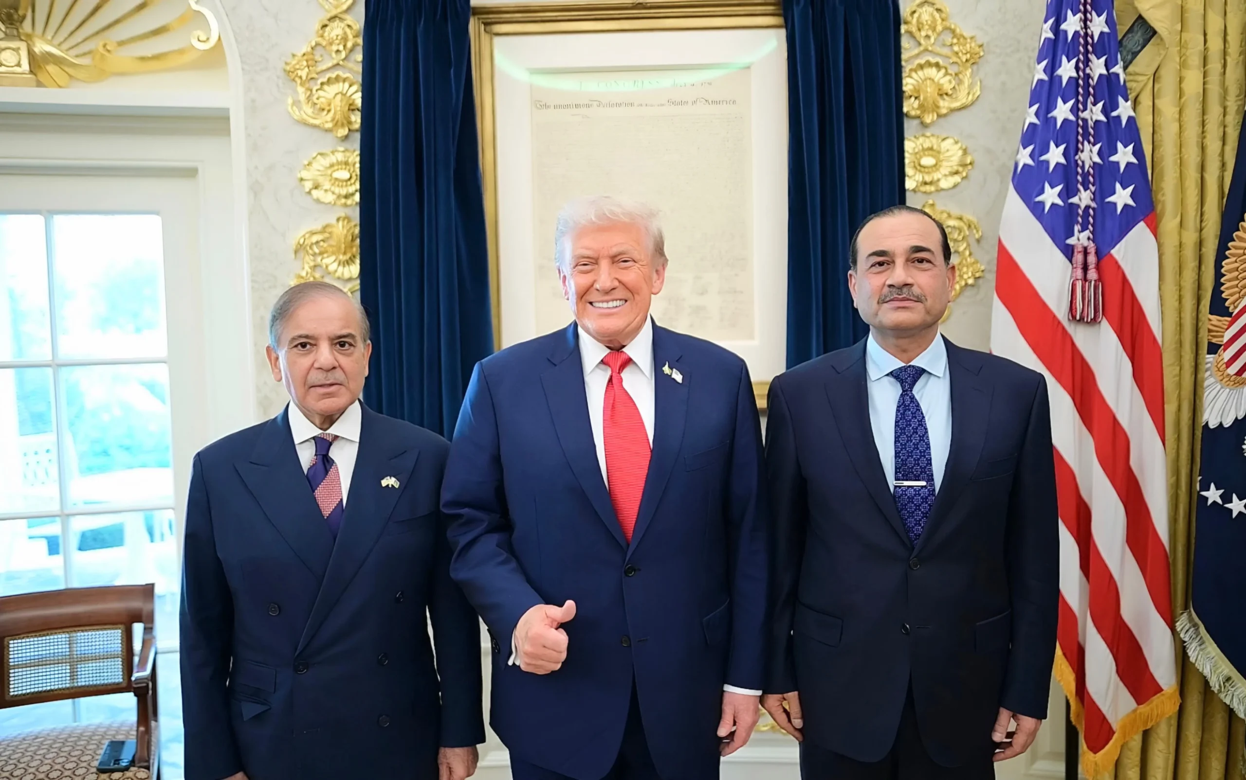 Prime Minister Shehbaz Sharif, Field Marshal Asim Munir, meeting with US President Donald Trump. IC: X/@GovtofPakistan