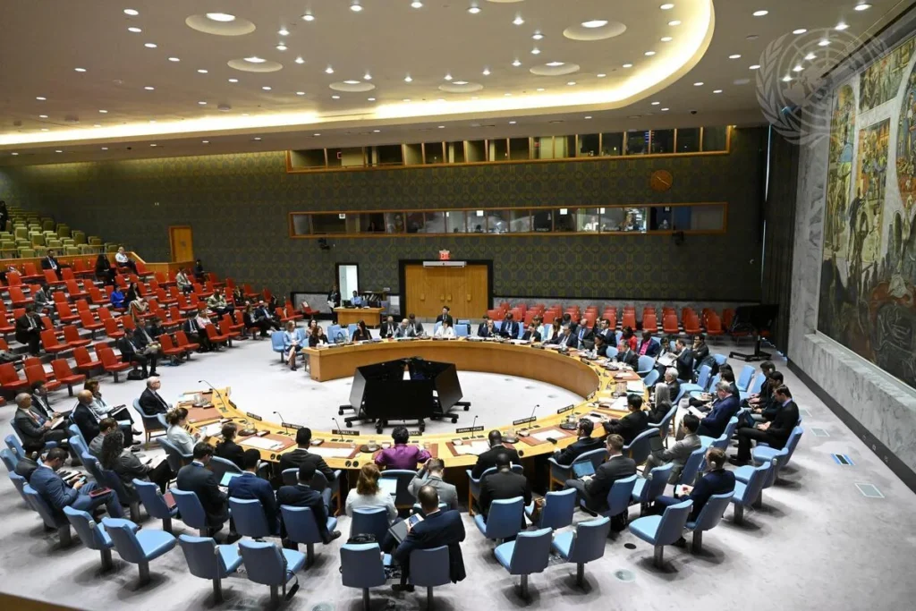 A wide view of the UN Security Council briefing on threats to global peace and security from terrorist acts. [UN Media, 20 Aug 2025]