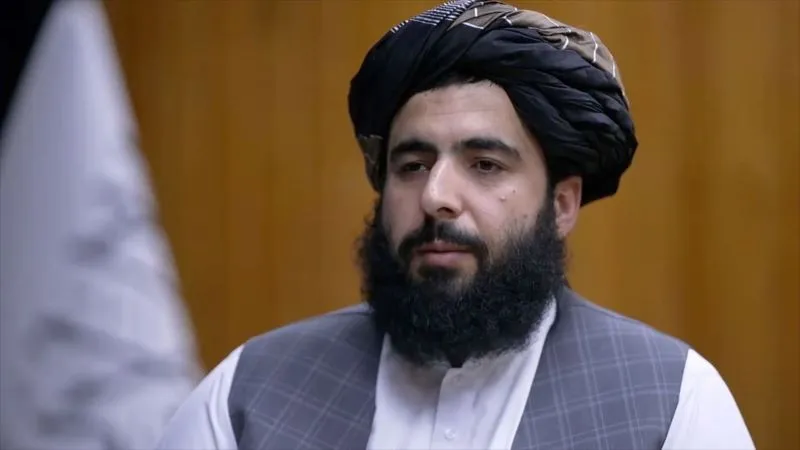 Hamdullah Fitrat of the Afghan Taliban delivers a statement welcoming Russia, China, Pakistan and Iran’s stance. [Courtesy: Afghan Media].