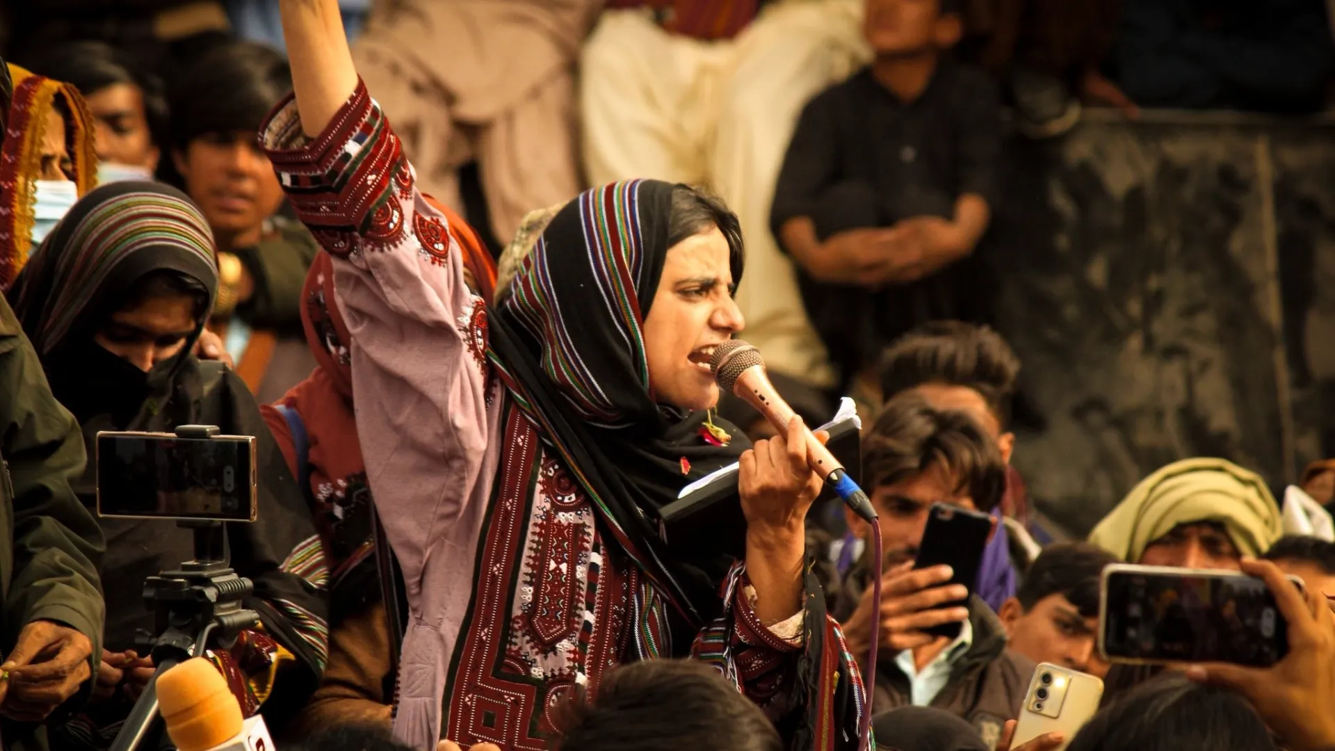 Dr. Mahrang Baloch pictured at protest amid claims of presenting BLA militants as missing persons. [Courtesy: Dr Mahrang Baloch].