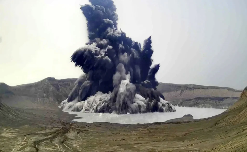 Taal Volcano, Batangas province, Philippines, on July 1.Source: Philippine Institute of Volcanology and Seismology/AP