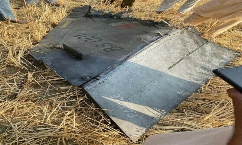 An image of wreckage from a downed Indian Rafale fighter jet near Bhatinda, India. [IC: The Washington Post]