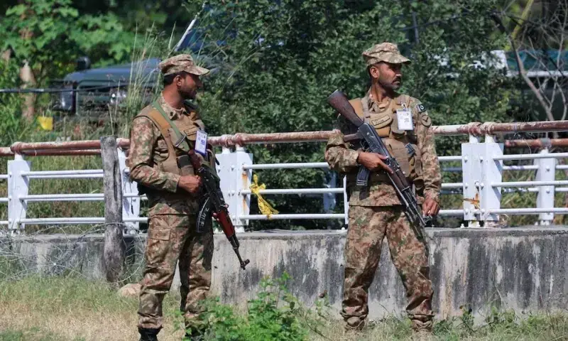 Pakistan Army soldiers stand guard at the Red Zone area, ahead of the arrival of Chinese Premier Li Qiang for a four-day bilateral visit and a heads-of-government gathering of the Shanghai Cooperation Organization (SCO), in Islamabad on October 14, 2024 [Courtesy: Dawn News].