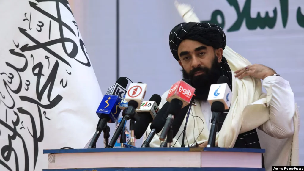 Taliban chief spokesman Zabihullah Mujahid speaks during an event in Kabul, Afghanistan, Nov. 25, 2021. [IC: AFP]
