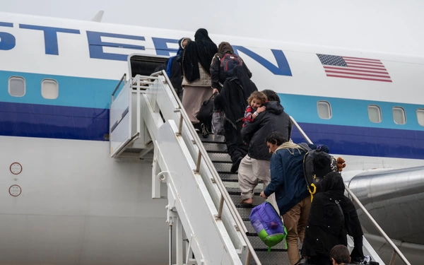 Last Afghan evacuees departing for US, 30th Oct 2021. [IC: DVIDS]