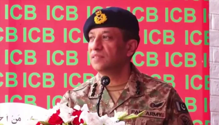 Director General Inter-Services Public Relations (DG ISPR) Lieutenant General Ahmed Sharif Chaudhry addresses gathering of students and teacher in Islamabad, May 17, 2025. [IC: Screengrab via video/ISPR]