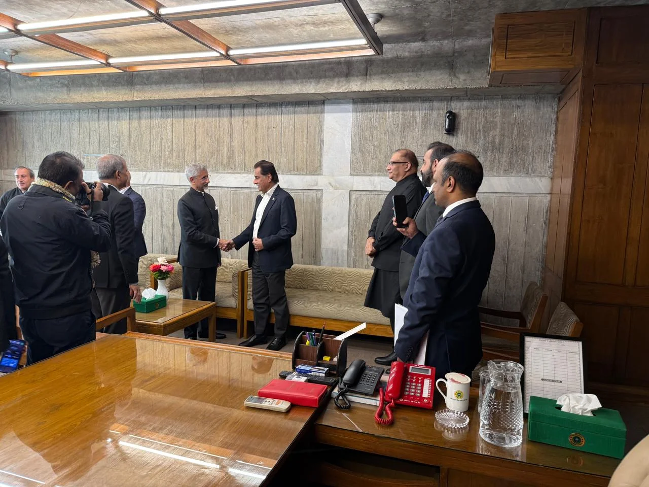 Indian FM S. Jaishankar and NA Speaker Ayaz Sadiq Met at the Sidelines of Khaleda Zia's Funeral