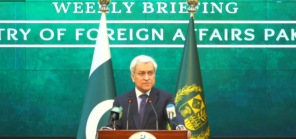 Foreign Office spokesperson Tahir Andrabi addressing media questions on Pakistan’s position regarding Zangnan (Arunachal Pradesh) on December 5, 2025.