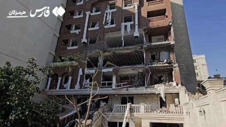 Damaged residential building in Bandar Abbas after explosion