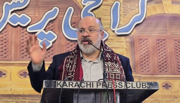 Dr Khaled Qaddoumi at Karachi Press Club