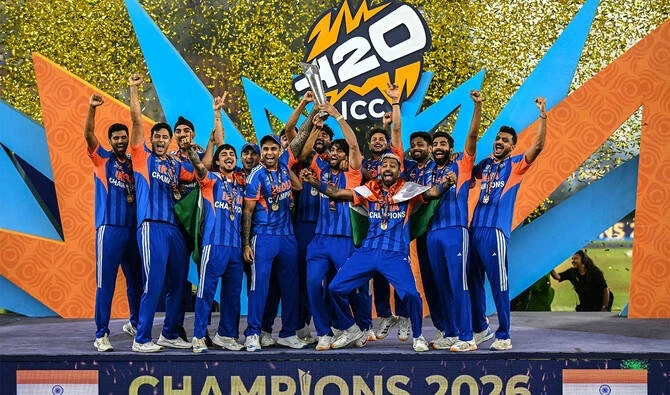 India celebrating T20 World Cup 2026 victory