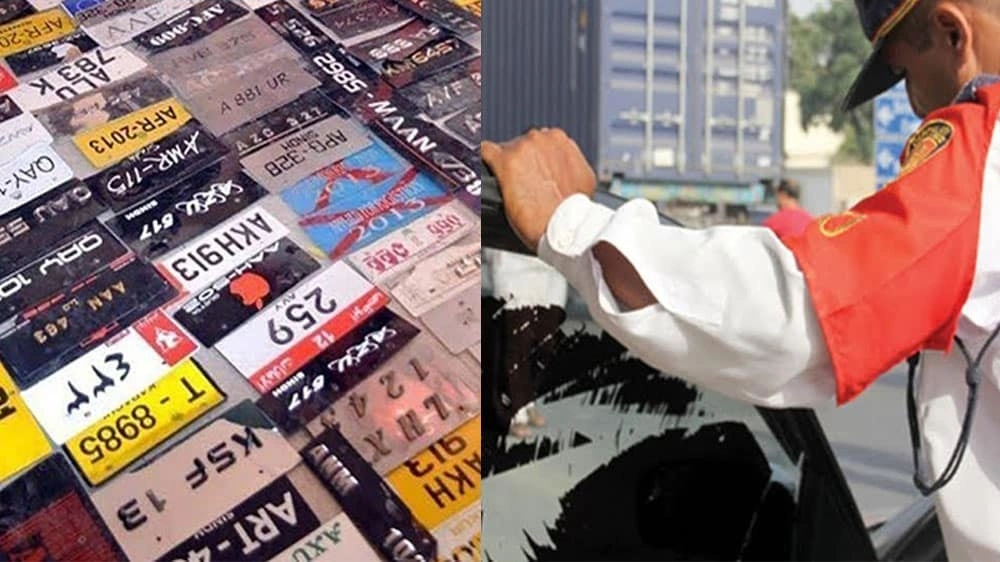 Vehicle with official government number plate in Karachi