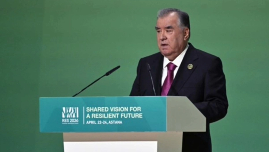 Glacier retreat in Tajikistan mountains showing melting ice and reduced water flow in Central Asia rivers