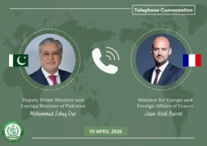 Ishaq Dar Jean Noel Barrot diplomatic call Pakistan France relations