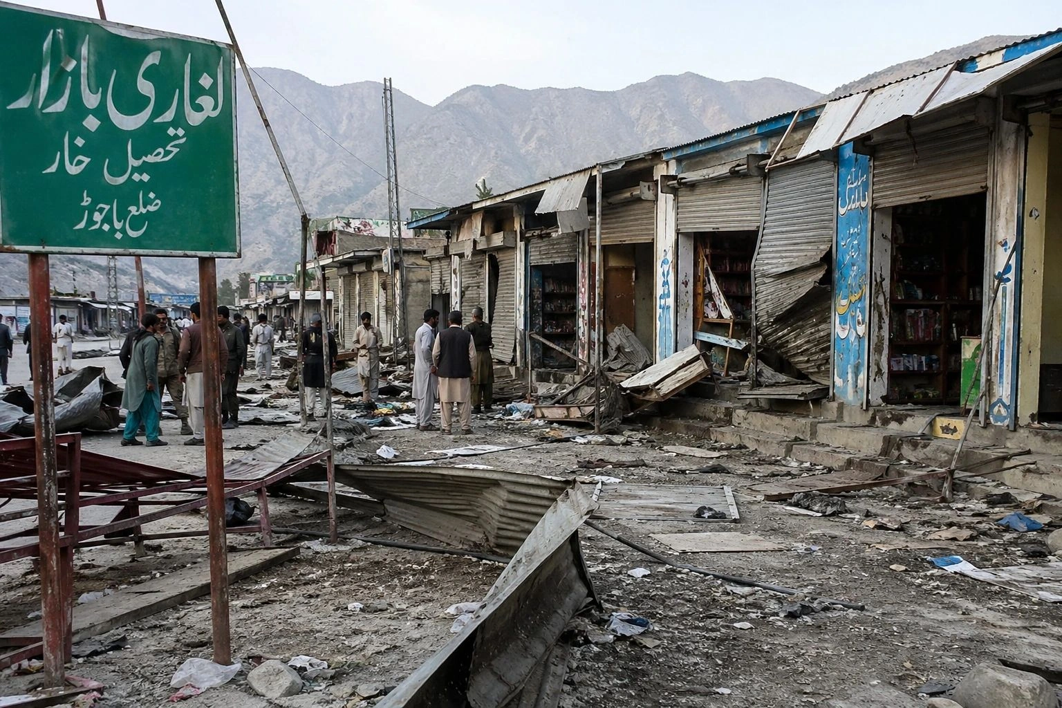 Bajaur Laghari market damage firing