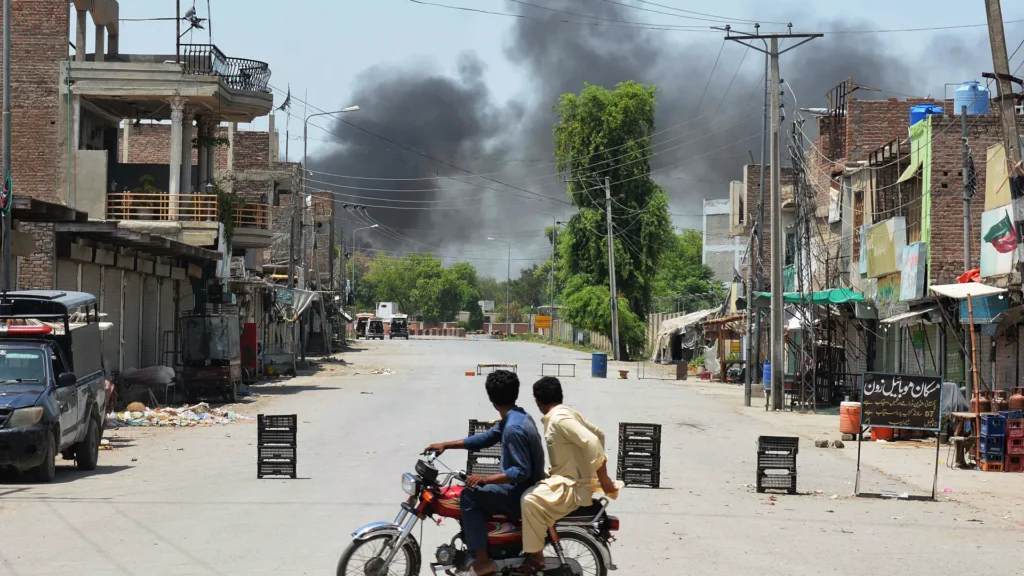Security personnel respond after attack on Fateh Khel police station in Bannu.