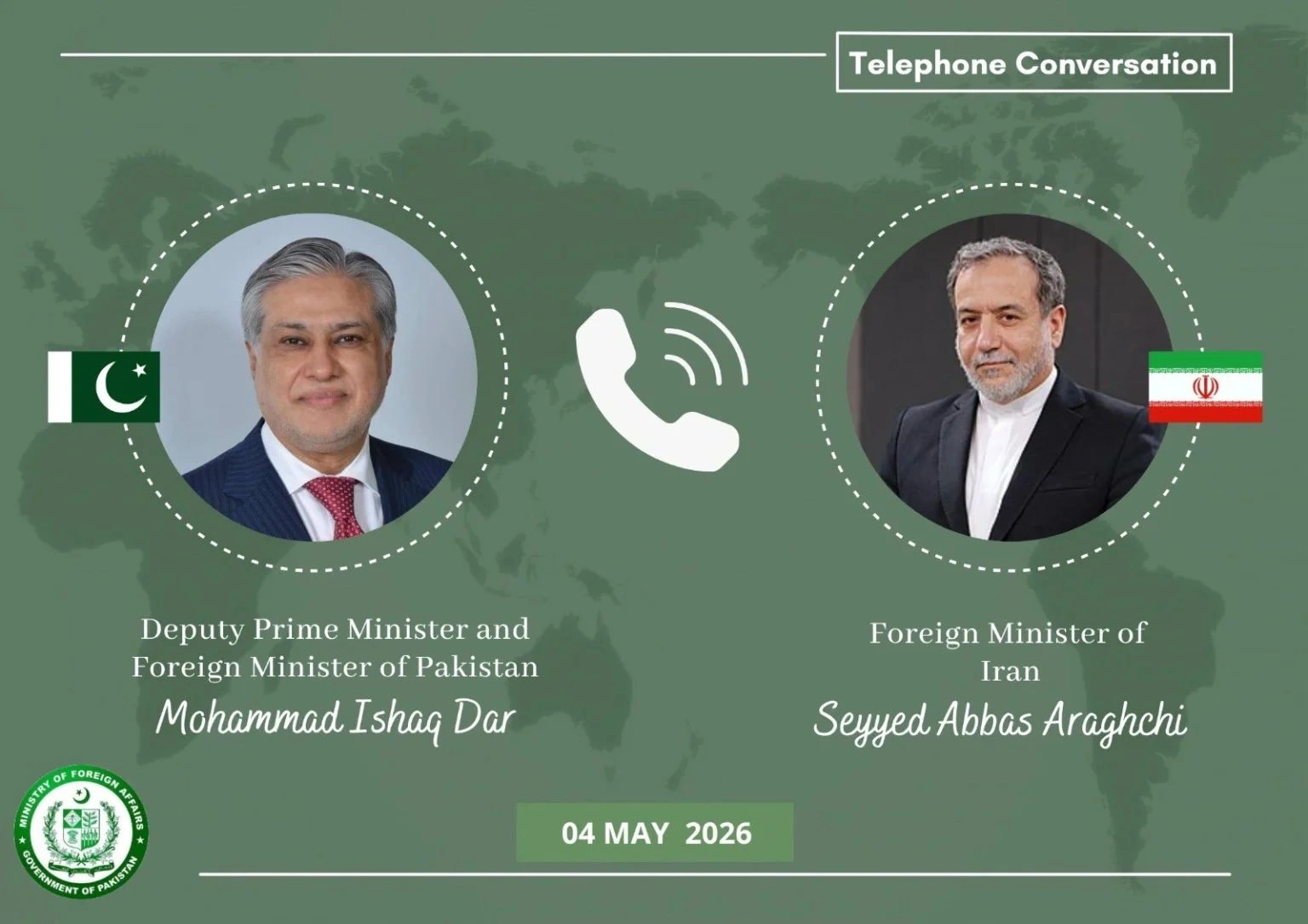 Ishaq Dar Abbas Araghchi phone call diplomacy