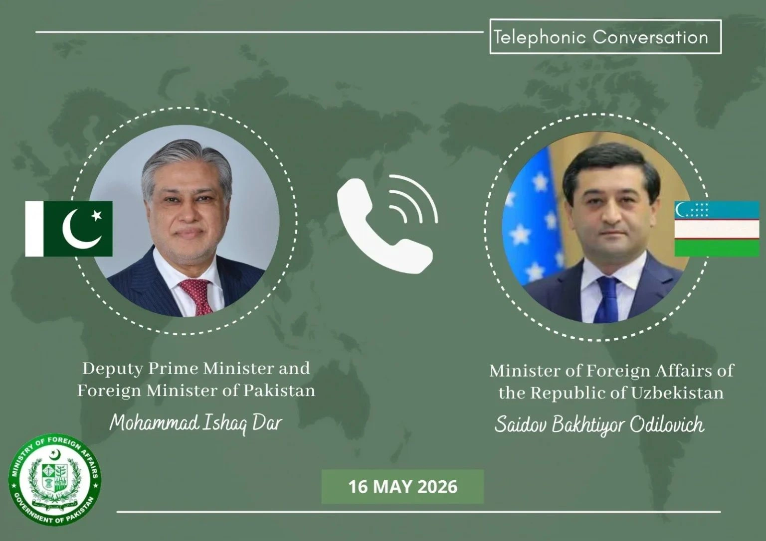 Ishaq Dar Uzbekistan diplomatic call
